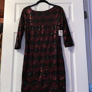 Black and Red Sequin Dress